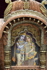 Beautiful framed art of Radha and Krishna, Hindu God, displayed for sale at famous Sardar Market...