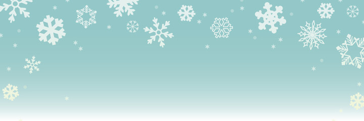 雪の結晶 背景イラスト _ ベクター 素材 クリスマス 新年 長方形 横長 1:3 シンプル コピースペース	