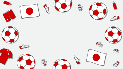 Football Background Design Template. Football Cartoon Vector Illustration. Tournament In Japan