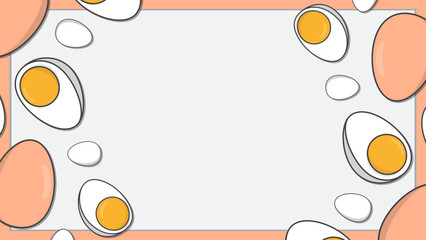 Egg Background Design Template. Boiled Egg Cartoon Vector Illustration