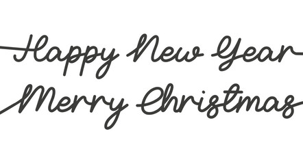 Handwritten lettering. Merry Christmas and happy New Year 2023 background. Christmas greeting card template. Vector illustration.