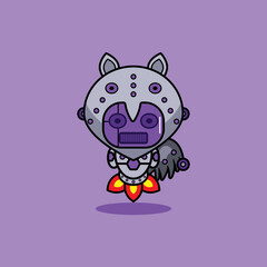 vector illustration of cartoon character mascot costume animal rocket cute robot anteater