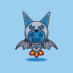vector illustration of cartoon character mascot costume animal rocket cute robot bat