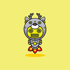 vector illustration of cartoon character mascot costume animal rocket cute robot deer