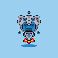 vector illustration of cartoon character mascot costume animal rocket cute robot elephant