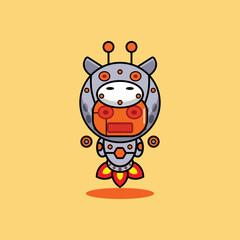 vector illustration of cartoon character mascot costume animal rocket cute robot giraffe