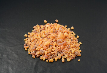 Commiphora myrrha, resin or natural myrrh crystals.