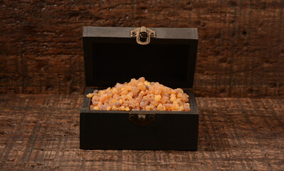 Commiphora myrrha, resin or natural myrrh crystals.