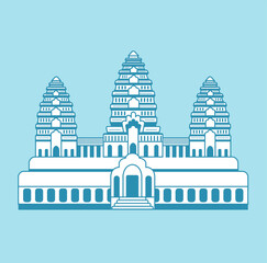 Angkor Wat - Cambodia | World famous buildings vector illustration