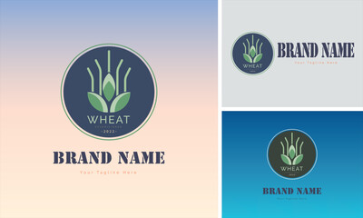 Wheat natural logo template design for brand or company and other