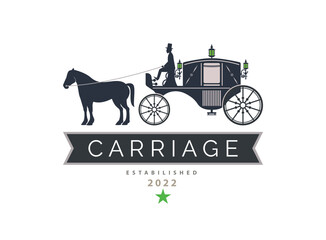 vintage carriage classic wagon coachman horse logo template design for brand or company and other