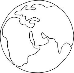 earth doodle continuous line freehand drawing. 
