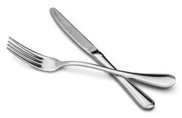 Cutlery set with Fork and knife isolated on white background