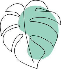 simplicity monstera leaf freehand continuous line drawing