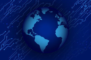 Global technology earth banner digital background