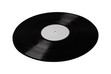 vinyl record 12'' perspective realistic photography, isolated png on transparent background for graphic design