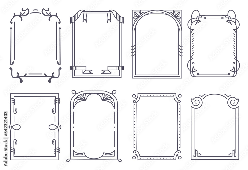 Wall mural vintage label frame design collection, suitable for wedding and bottle label design