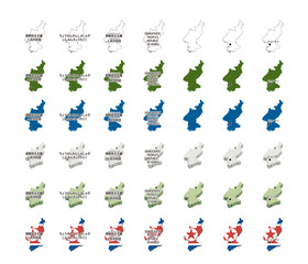 朝鮮民主主義人民共和国（アジア）イラストセット
