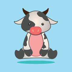 Cute cow cartoon sitting