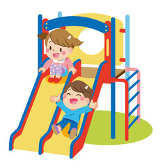 Children playing on the slide