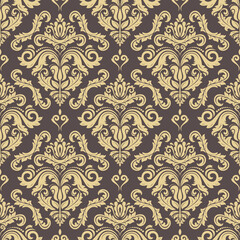 Fototapeta premium Classic seamless vector pattern. Damask orient ornament. Classic brown and yellow vintage background. Orient pattern for fabric, wallpapers and packaging