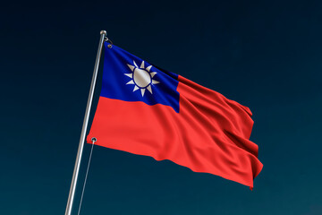 BANDERA DE TAIWAN EN MASTIL RENDER 3D
