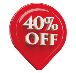 icon 40 percent off 3d render