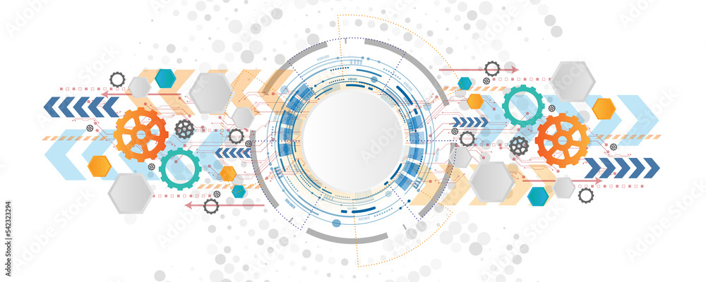 Poster digital technology design background image gear wheel network circuit board