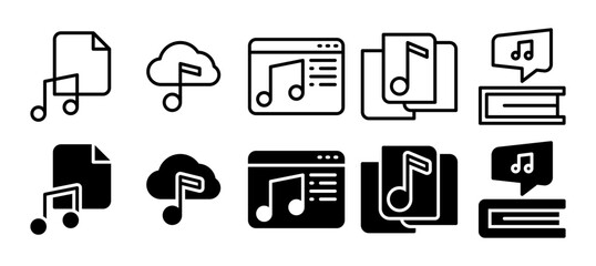 music note icon set. vector illustration with a different style