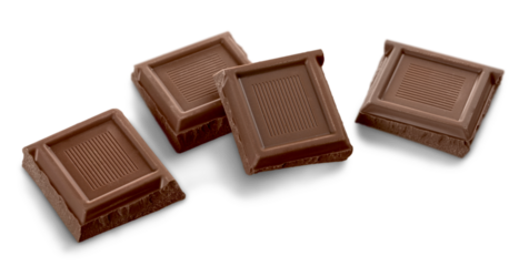 Pieces of delicious chocolate on  background