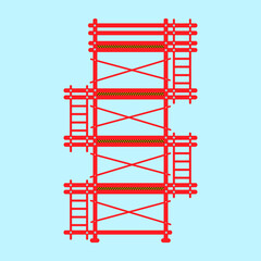 Scaffolding construction flat line icon vector.