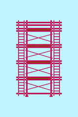 Scaffolding construction flat line icon vector.
