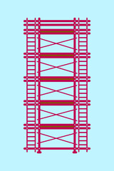 Scaffolding construction flat line icon vector.