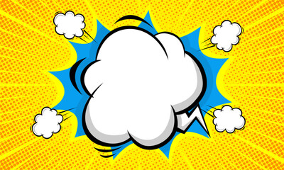 Blank comic yellow background with cloud