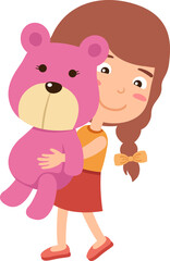 cute girl with bear doll