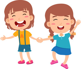 cute little kids girls show happy