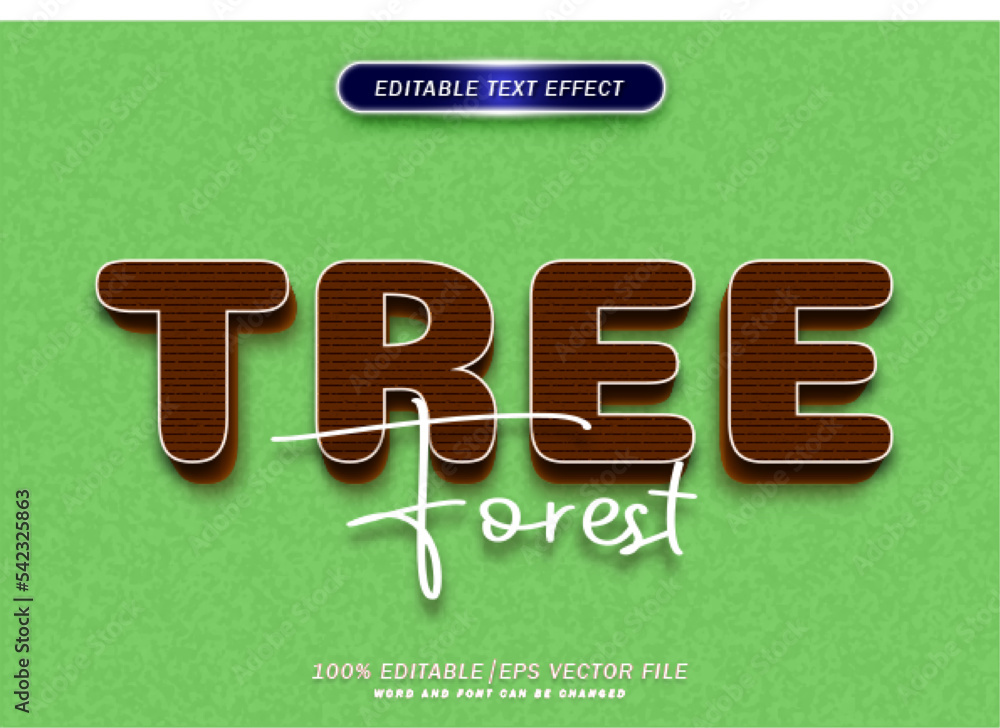 Poster tree forest text effect. editable text style effect