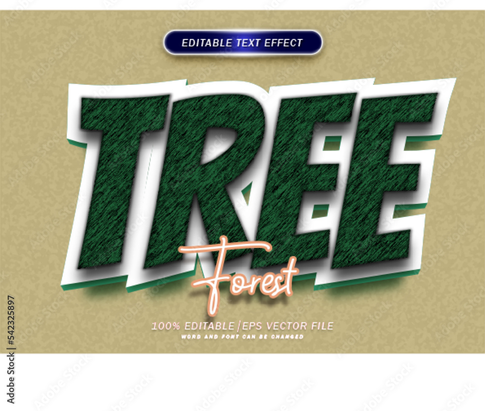 Poster tree forest text effect. editable text style effect
