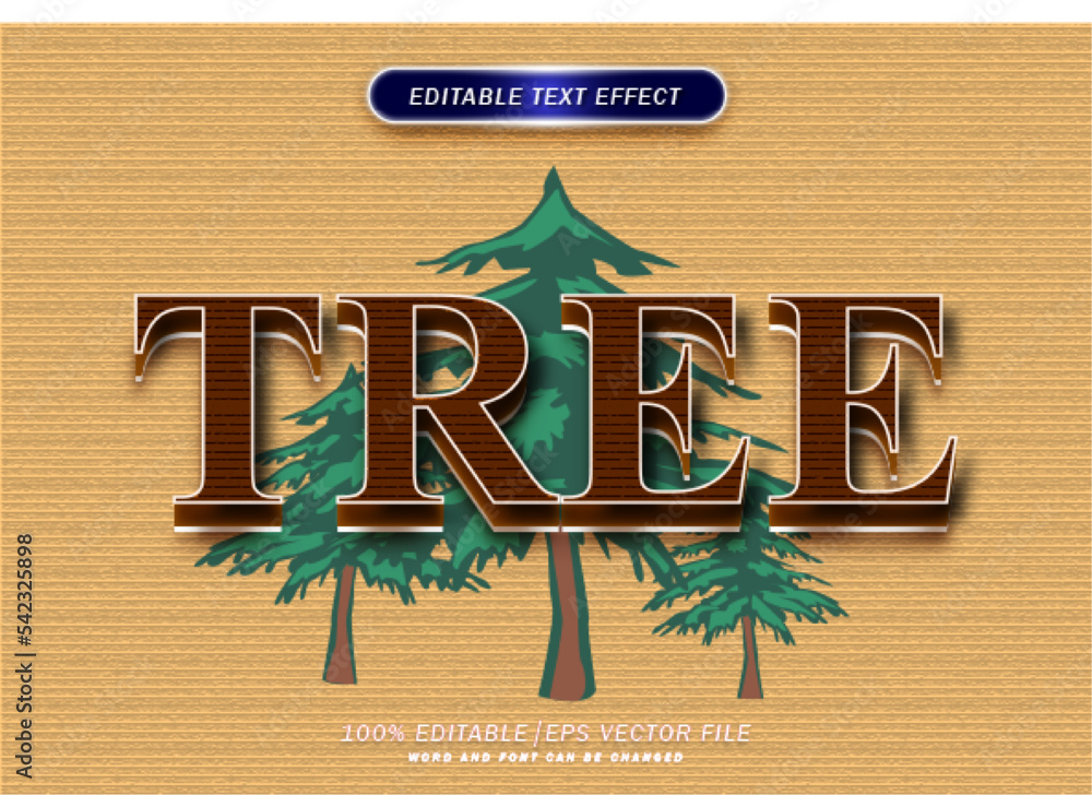 Poster tree forest text effect. editable text style effect