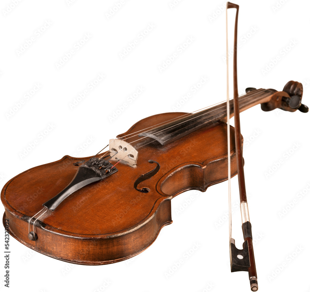 Poster wooden classic violin isolated on white