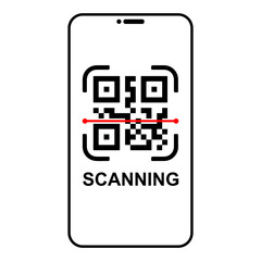 Smartphone mockup and template.  QR code icon isolated on smartphone screen