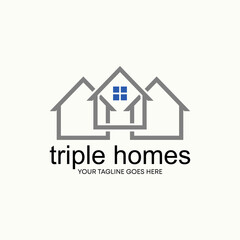Simple and unique shape line triple house homes image graphic icon logo design abstract concept vector stock. Can be used as symbol related to property or living
