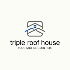 Simple and unique shape line three or triple roof house homes image graphic icon logo design abstract concept vector stock. Can be used as symbol related to property or living