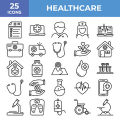 Medical And Healthcare Icon, Icon Set, Collection, Icons Logo Design Vector Template Illustration Sign And Symbol Pixels Perfect