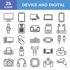 Device And Digital, Electronic Icon, Icon Set, Collection, Icons Logo Design Vector Template Illustration Sign And Symbol Pixels Perfect