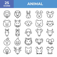 Animal And Wildlife, Animal Face, Icon, Icon Set, Collection, Icons Logo Design Vector Template Illustration Sign And Symbol Pixels Perfect