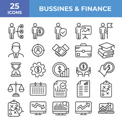 Business And Finance Icon Set, Icons Logo Design Vector Template Illustration Sign And Symbol Pixels Perfect