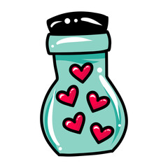 romantic elements, hearts in a jar. hearts for valentine's day. Vector illustration of heart ring doodles. valentine's day icon