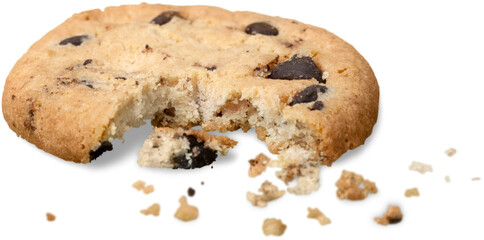 Partially eaten chocolate chip cookie