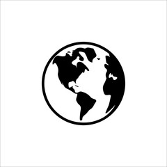 planet Earth icon. Globe flat design style on white background, vector illustration
